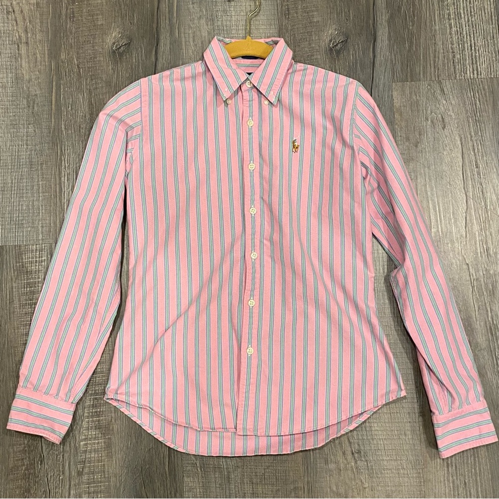 Ralph Lauren Slim Fit Cotton Oxford Pink Shirt Size 2